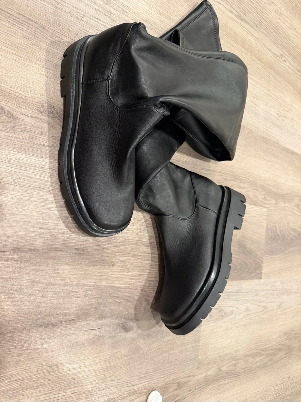 Steve Madden Black Over-the-Knee Leather Boots Gibbs